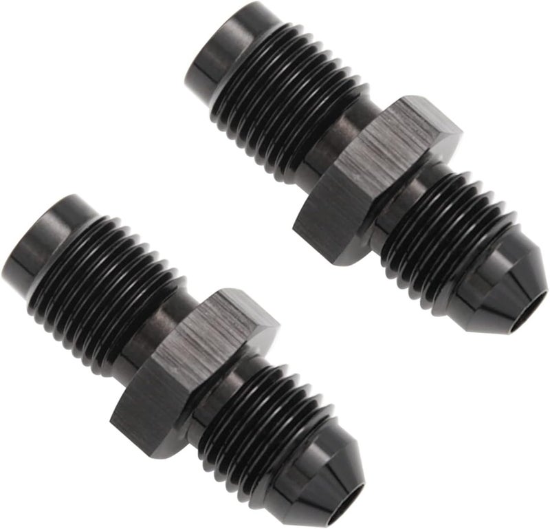 KRD PERFORMANCE Aluminum -4AN AN4 Male Flare to 7/16 x 24 Male Thread Inverted Seat Adaptor Fittings Inv Flare Connector, Black, Pack of 2 - Image 1